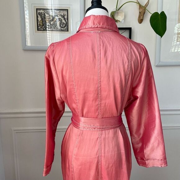 Isabel Riera Handmade Salmon Pink Iridescent Shirt Dress Midi $550 M - Picture 9 of 10